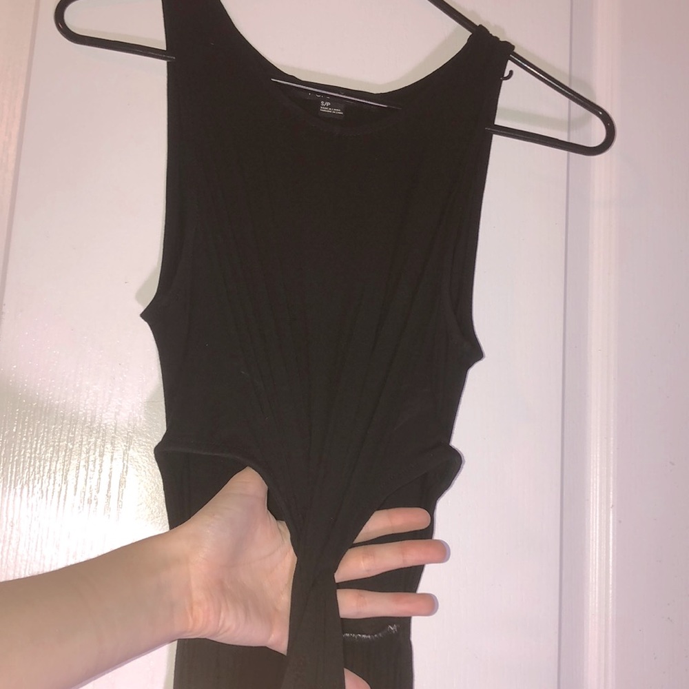 Forever 21 Tie Twist Open Waist Black Maxi Dress